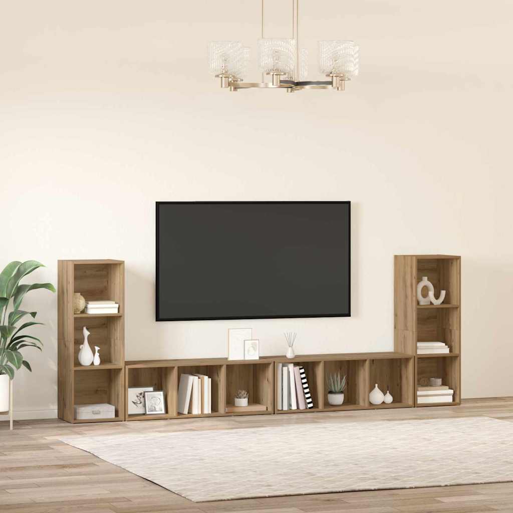Meuble TV 4 pcs chêne artisanal 37 x 35 x 107.5 cm - XIOS