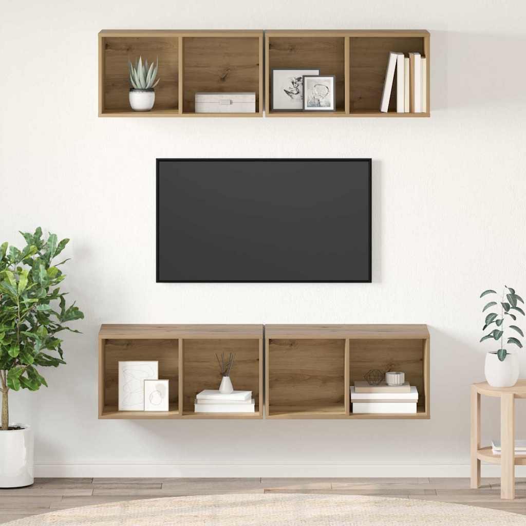 Meuble TV mural 4 pcs chêne artisanal 37 x 37 x 72 cm - XIOS