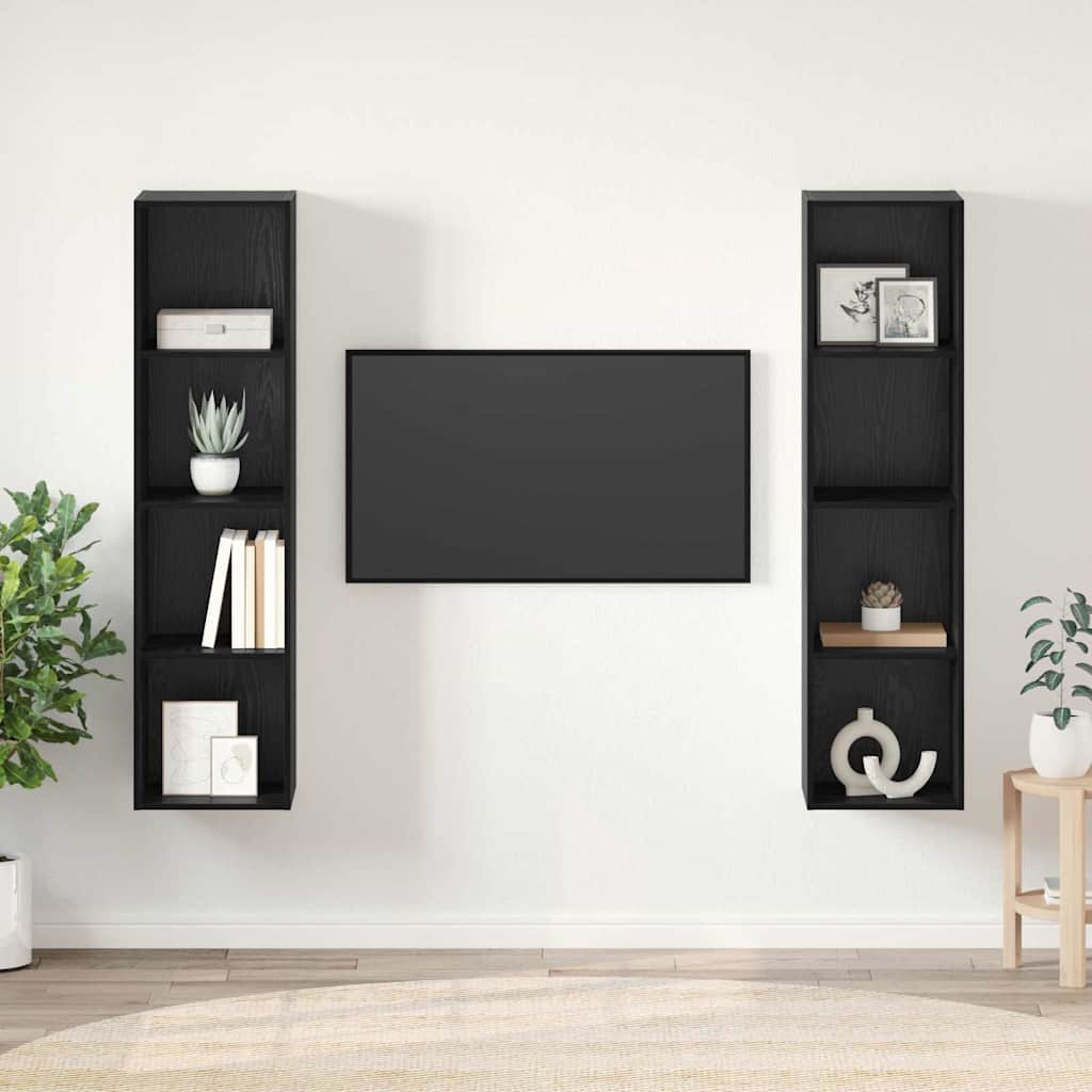 Meuble TV 2 pcs Noir 37 x 37 x 142.5 cm Bois d'ingénierie - XIOS