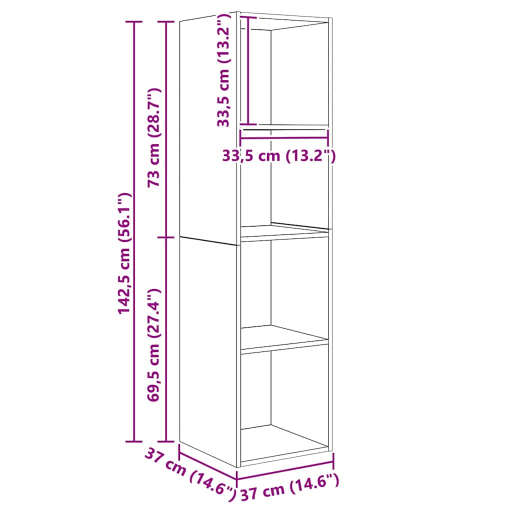 Meuble TV 2 pcs Noir 37 x 37 x 142.5 cm Bois d'ingénierie - XIOS