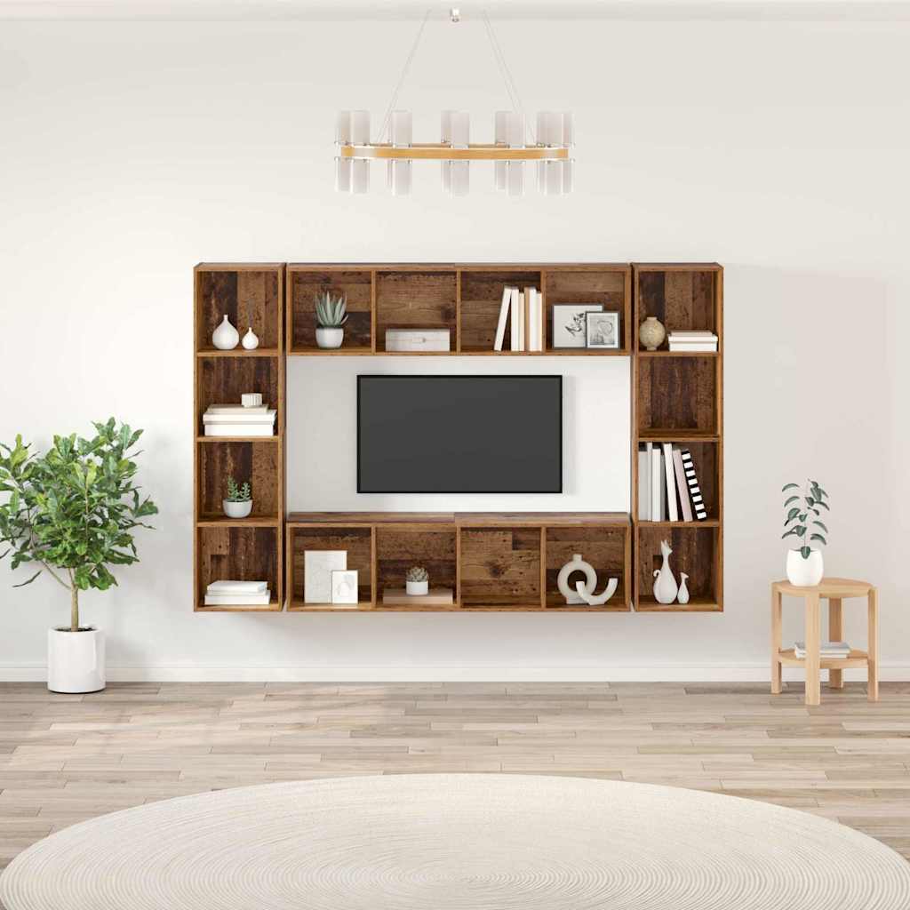 Meuble TV 4 pcs Marron 37 x 37 x 142.5 cm Bois d'ingénierie - XIOS