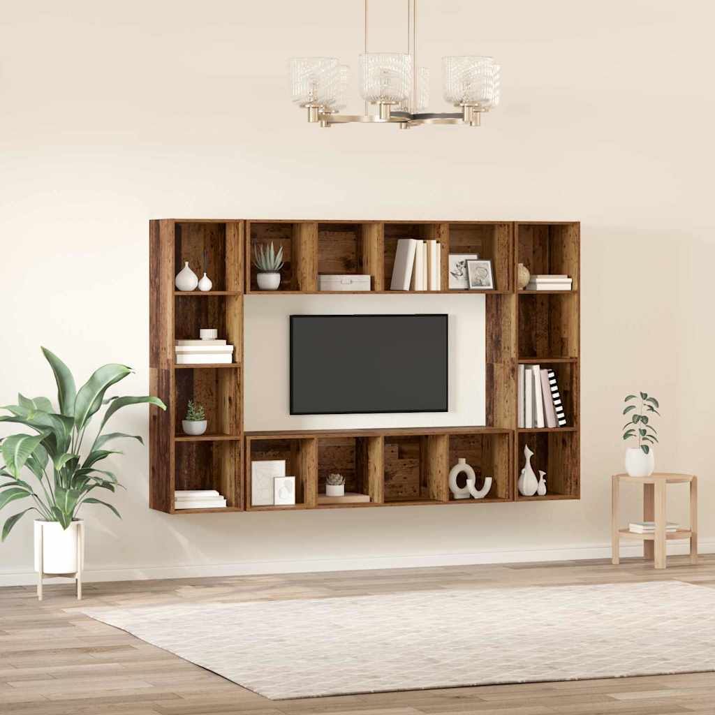 Meuble TV 4 pcs Marron 37 x 37 x 142.5 cm Bois d'ingénierie - XIOS