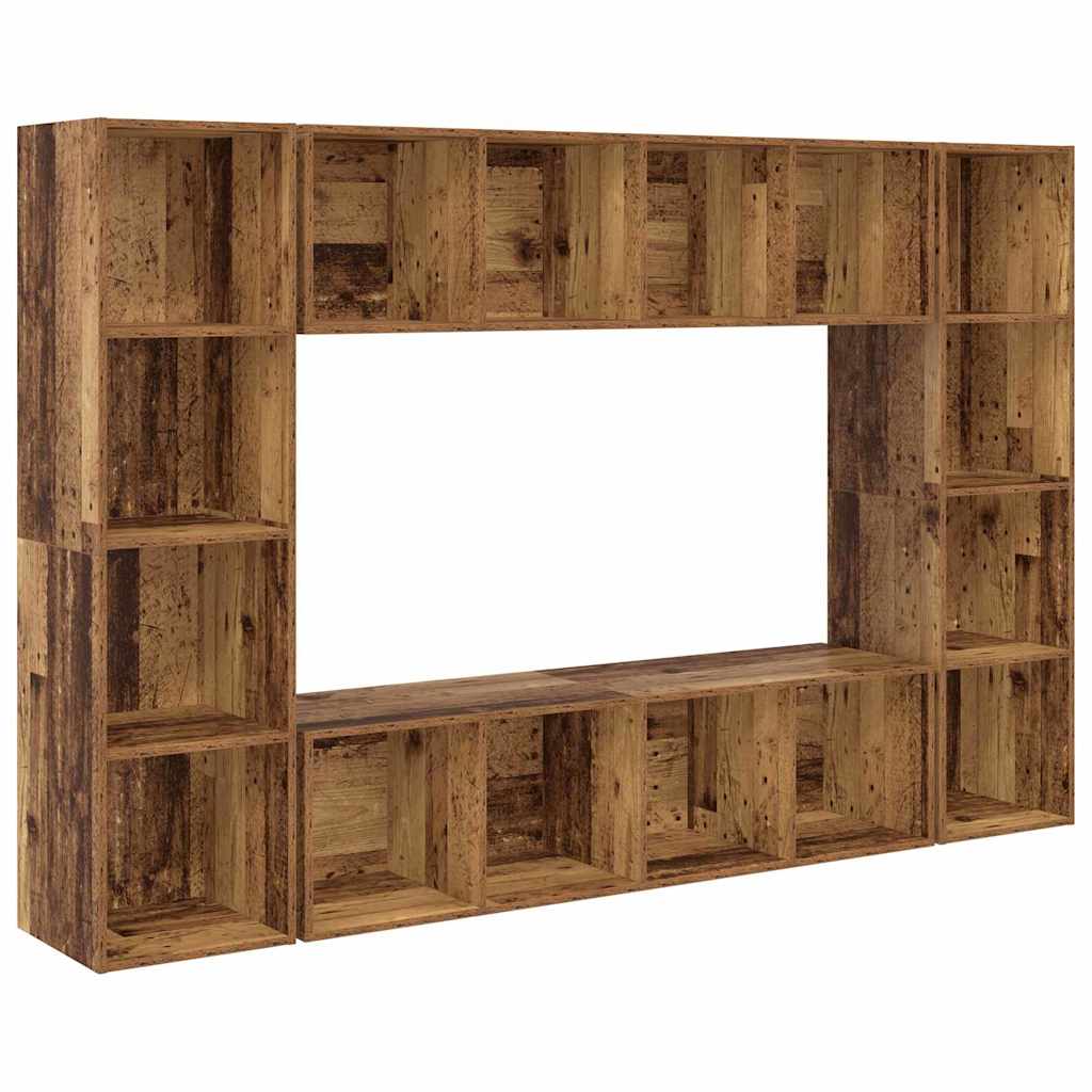 Meuble TV 4 pcs Marron 37 x 37 x 142.5 cm Bois d'ingénierie - XIOS