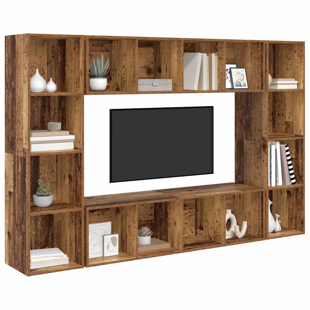 Meuble TV 4 pcs Marron 37 x 37 x 142.5 cm Bois d'ingénierie - XIOS