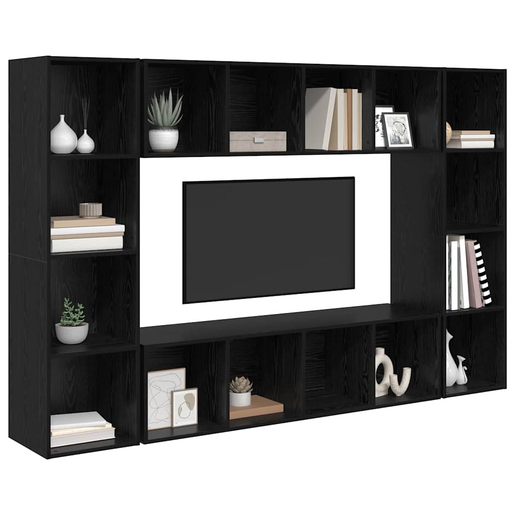 Meuble TV 4 pcs Noir 37 x 37 x 142.5 cm Bois d'ingénierie - XIOS