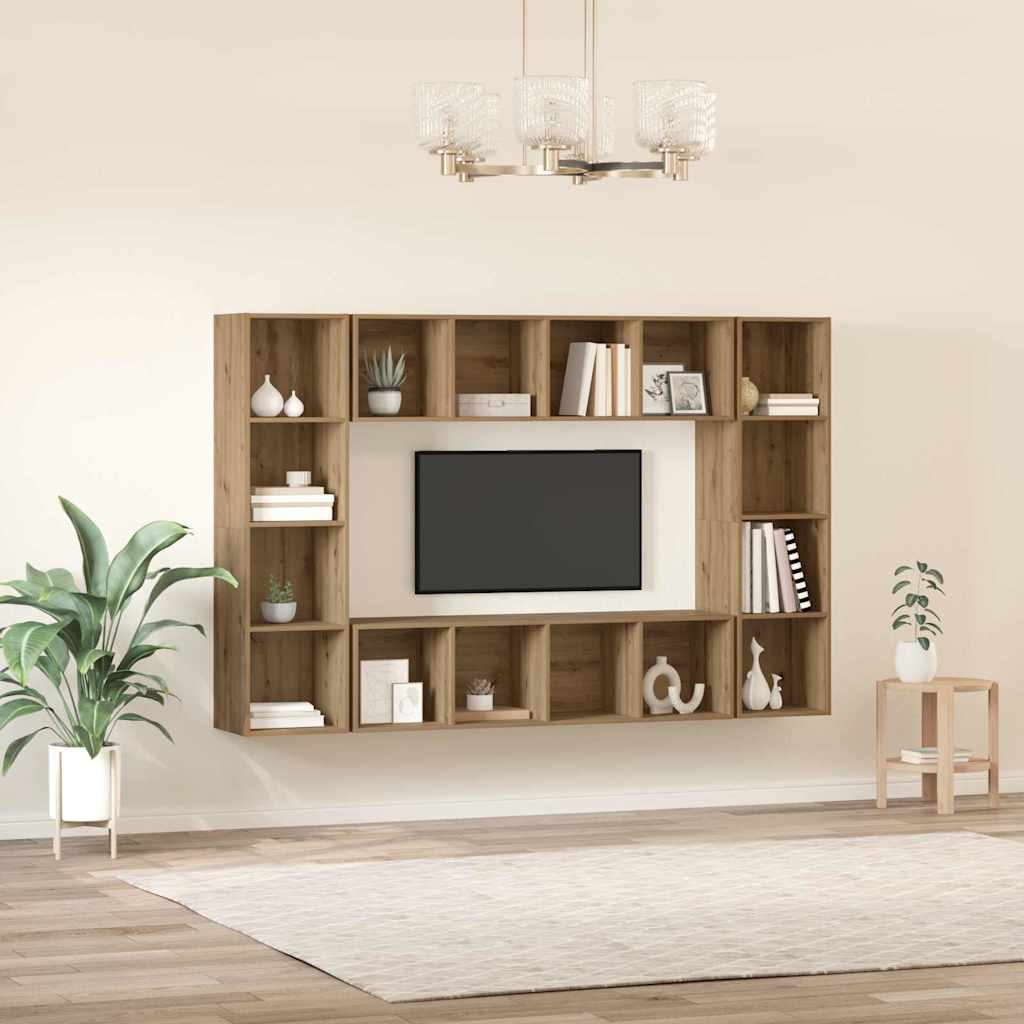 Meuble TV 4 pcs Marron 37 x 37 x 142.5 cm Bois d'ingénierie - XIOS