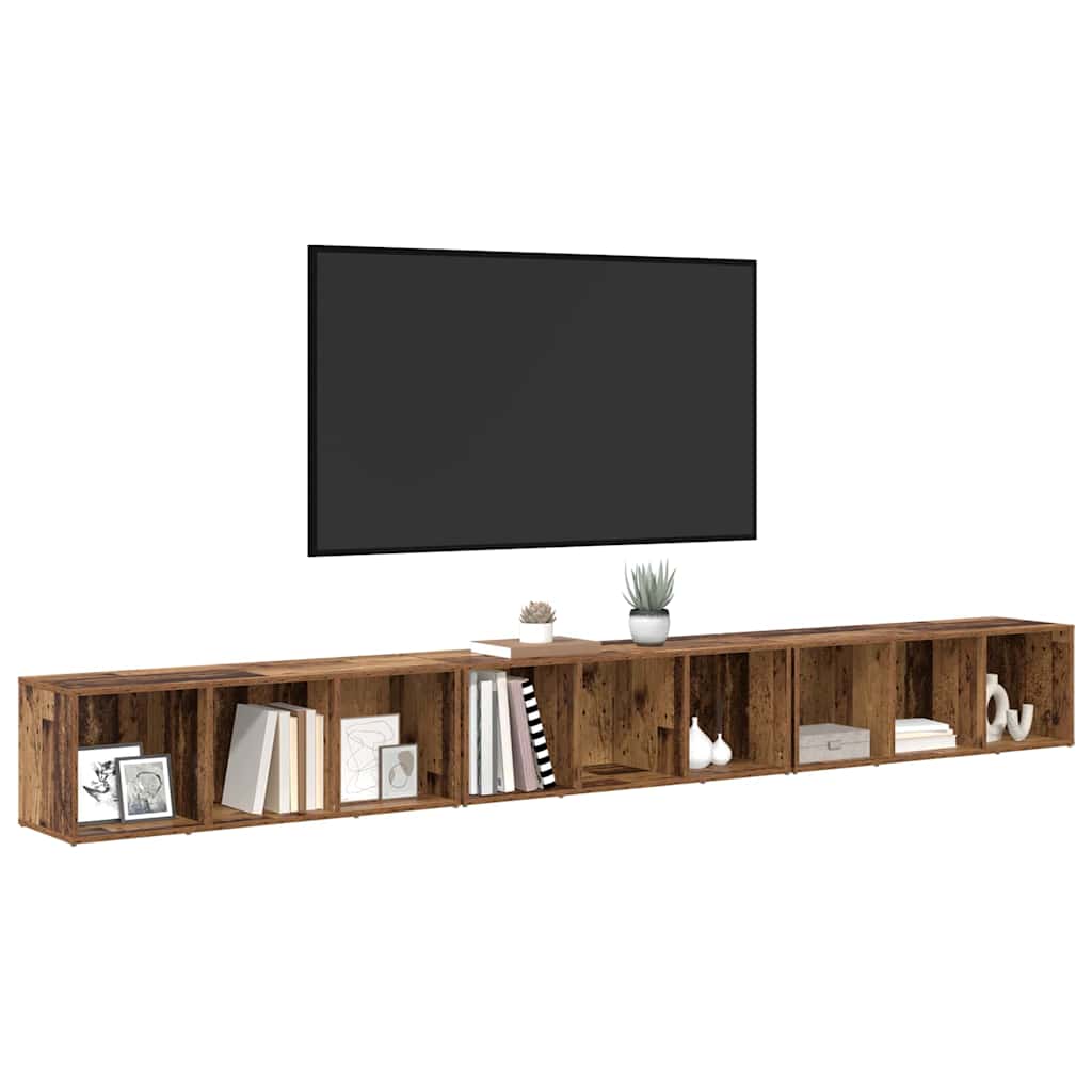 Meuble TV 3 pcs Bois ancien 37 x 35 x 107.5 cm Bois stratifié - XIOS