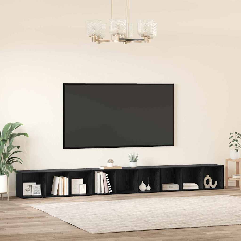 Meuble TV 3 pcs Chêne noir 37 x 35 x 107.5 cm Bois stratifié - XIOS