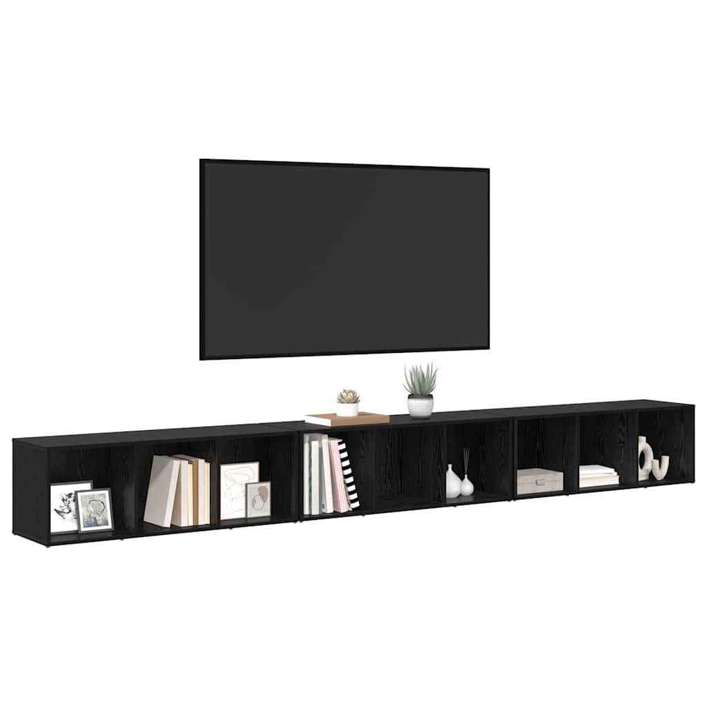 Meuble TV 3 pcs Chêne noir 37 x 35 x 107.5 cm Bois stratifié - XIOS