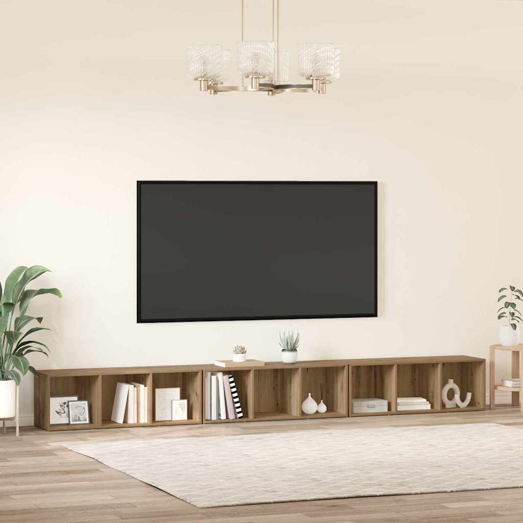 Meuble TV 3 pcs chêne artisanal 37 x 35 x 107.5 cm - XIOS