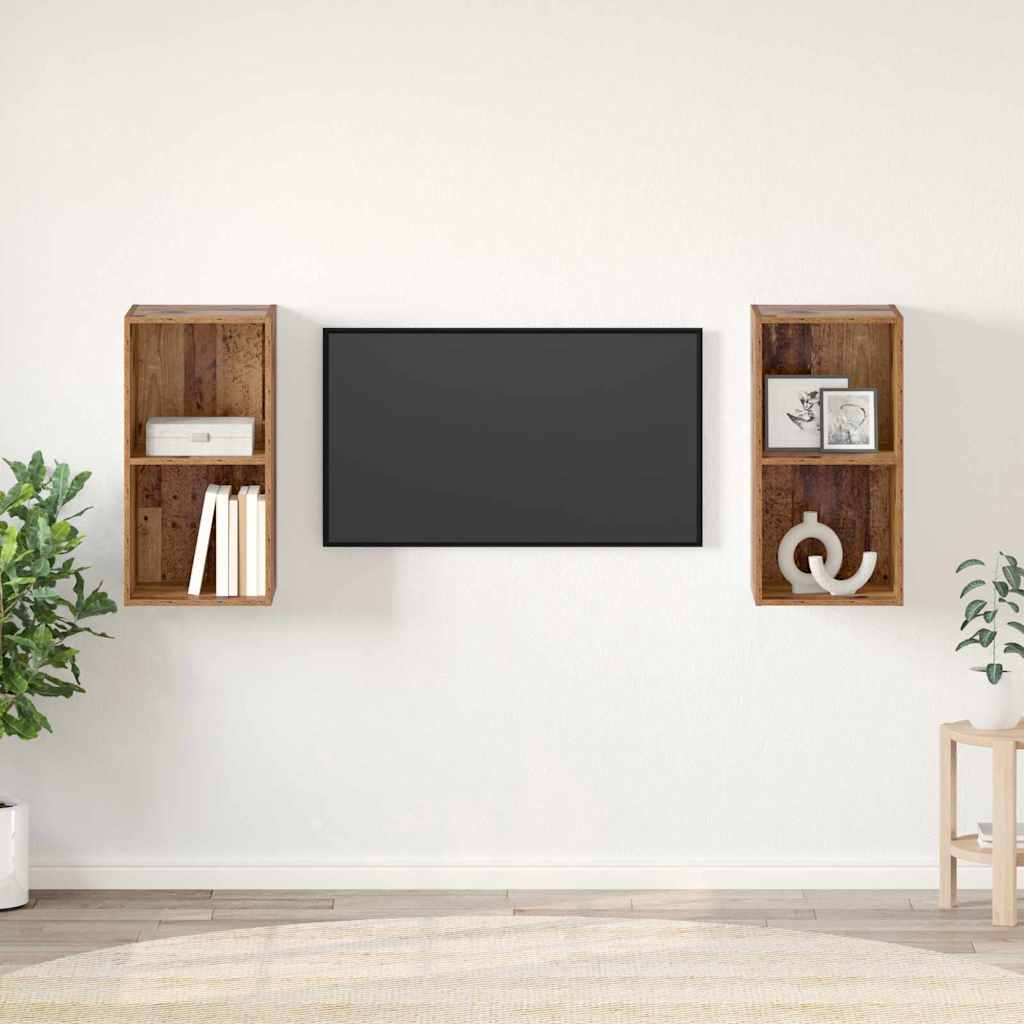 Meuble TV mural 2 pcs Bois ancien 37 x 37 x 72 cm - XIOS