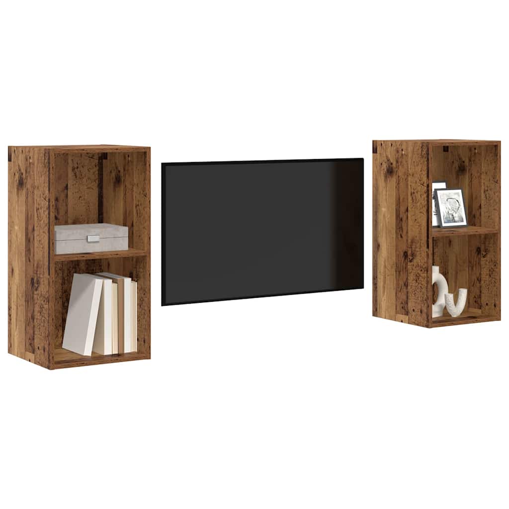 Meuble TV mural 2 pcs Bois ancien 37 x 37 x 72 cm - XIOS