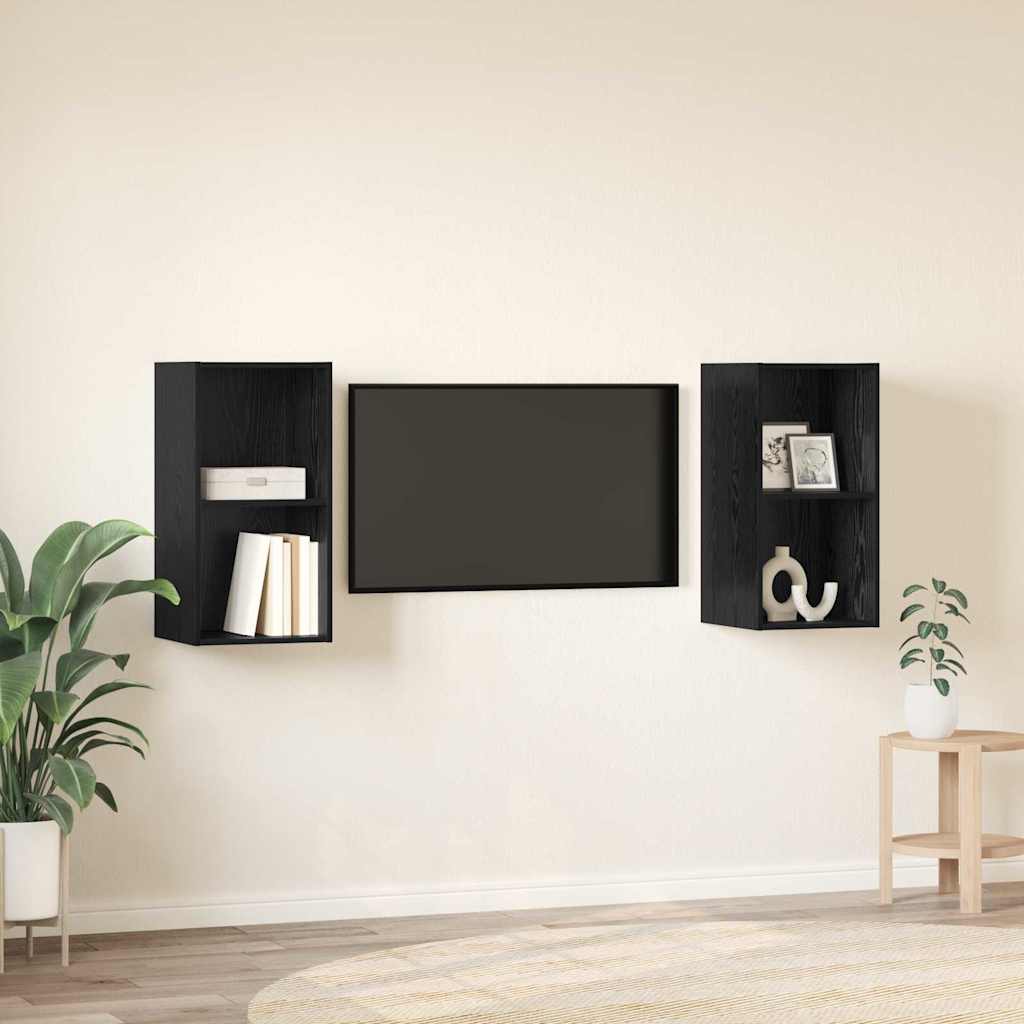 Meuble TV mural 2 pcs Chêne Noir 37 x 37 x 72 cm - XIOS