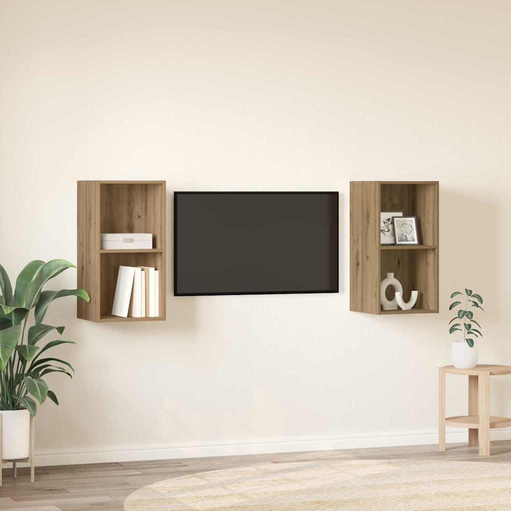 Meuble TV mural 2 pcs Chêne artisan 37 x 37 x 72 cm - XIOS