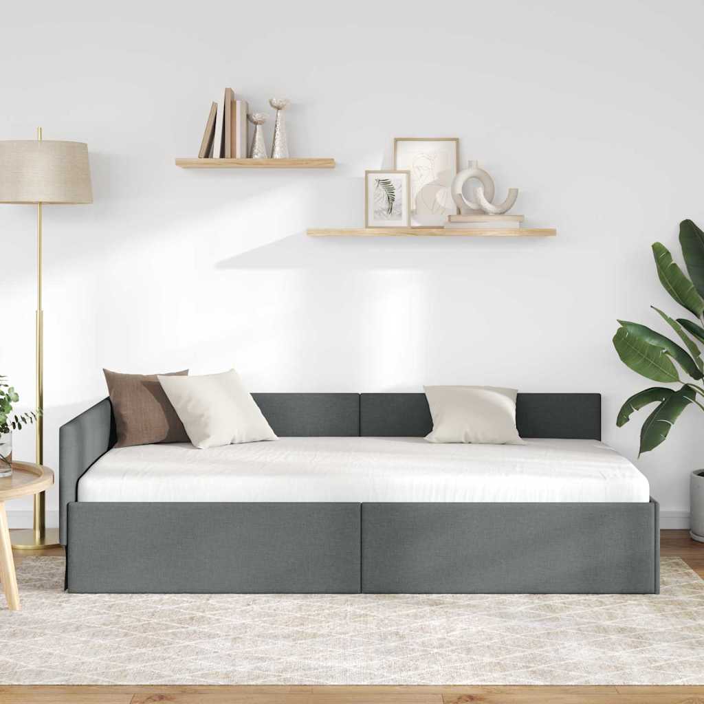 Cadre de lit d'angle avec tête de lit Gris foncé 80 x 200 cm - XIOS