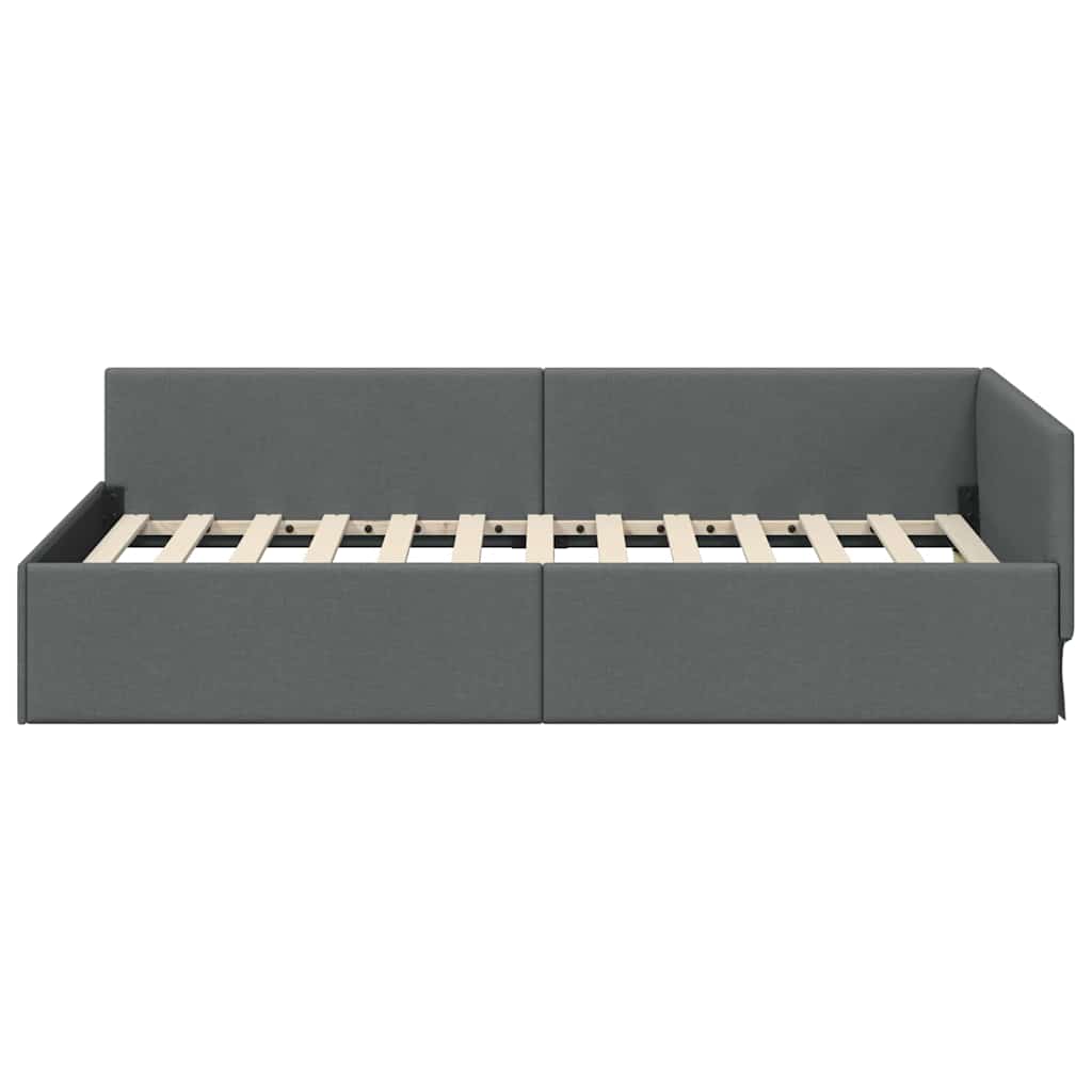 Cadre de lit d'angle avec tête de lit Gris foncé 80 x 200 cm - XIOS