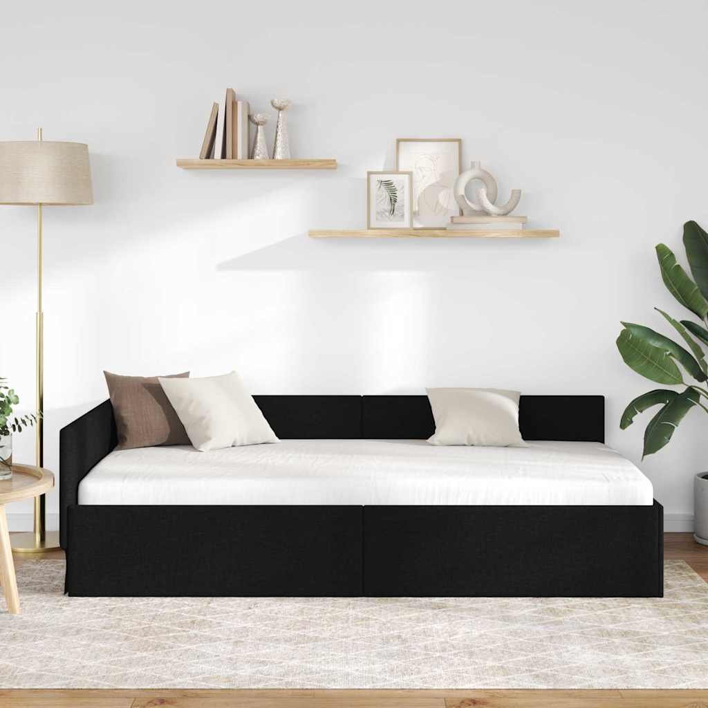 Cadre de lit d'angle Noir 80 x 200 cm Tissu et bois reconstitué - XIOS