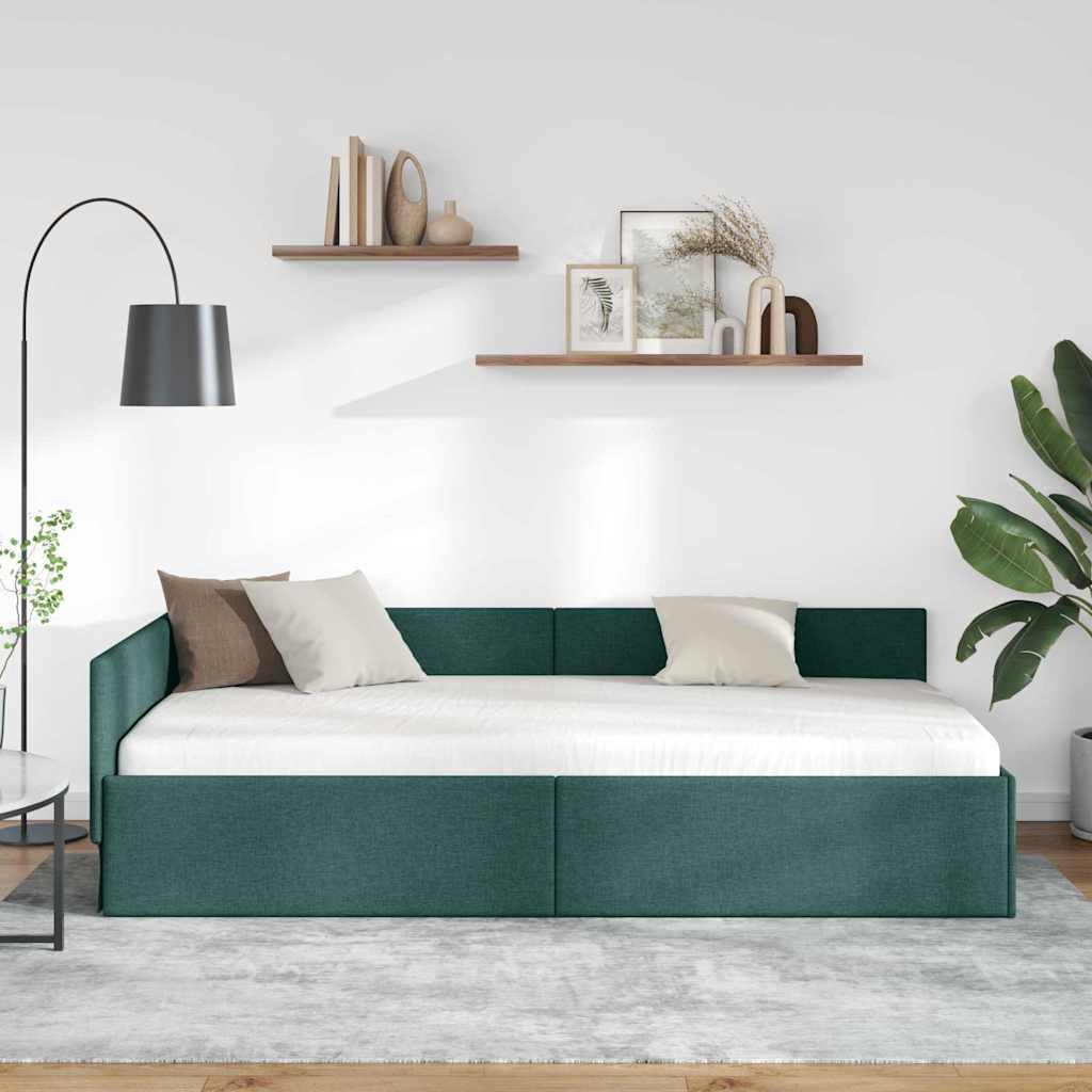 Cadre de lit d'angle avec tête de lit Vert foncé 80 x 200 cm - XIOS
