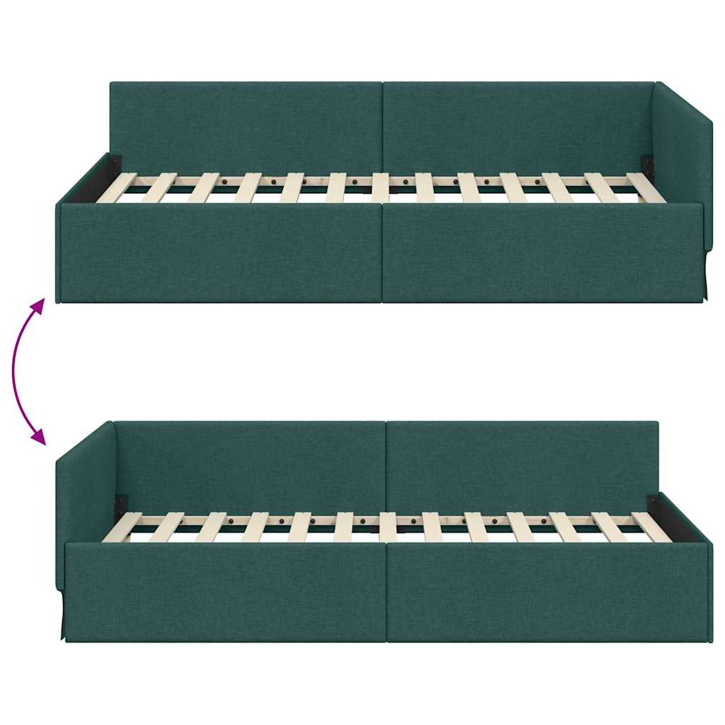 Cadre de lit d'angle avec tête de lit Vert foncé 80 x 200 cm - XIOS