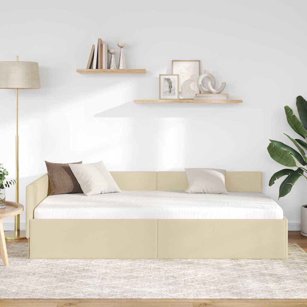 Cadre de lit d'angle avec tête de lit Crème 80 x 200 cm - XIOS