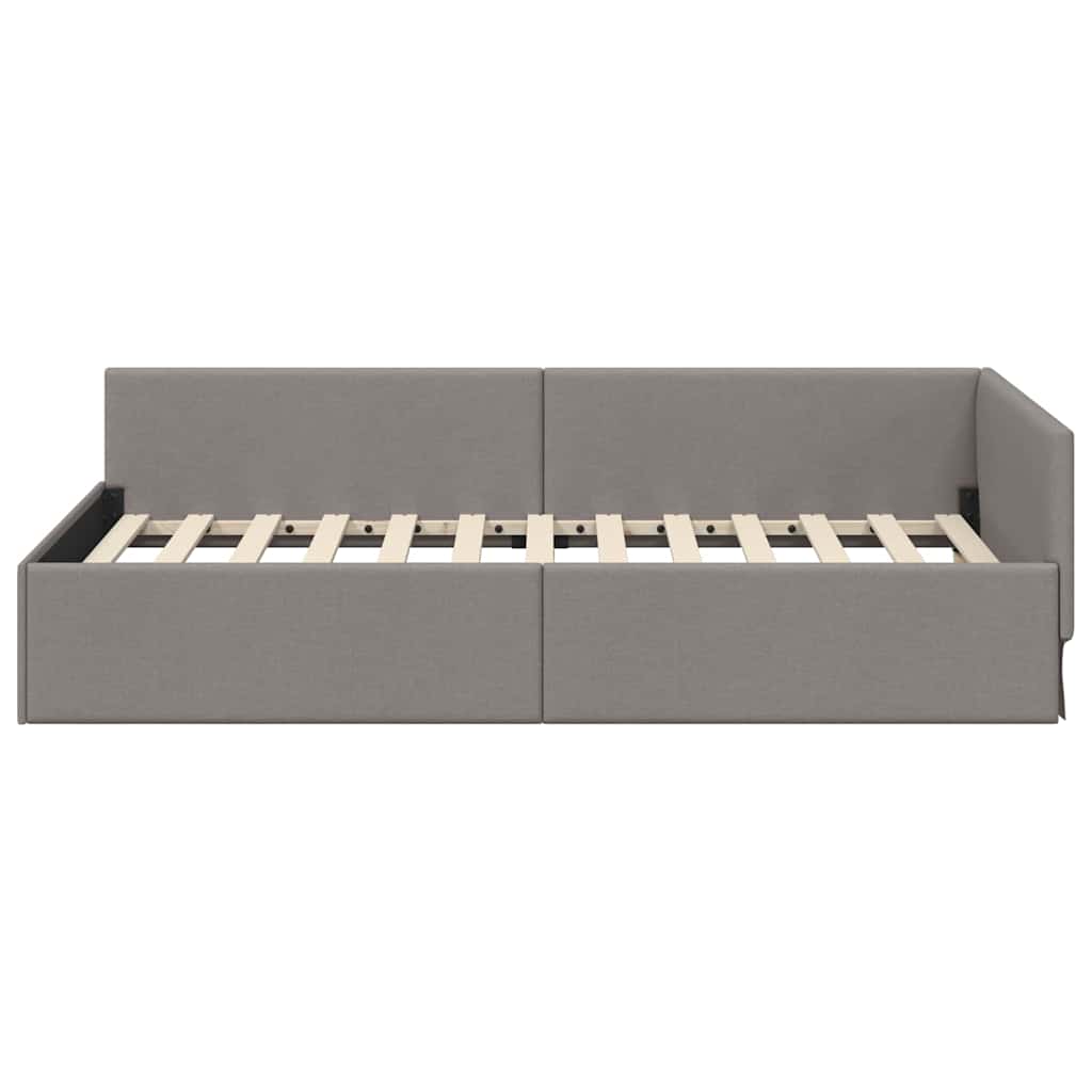 Cadre de lit d'angle Taupe 90 cm x 190 cm tissu