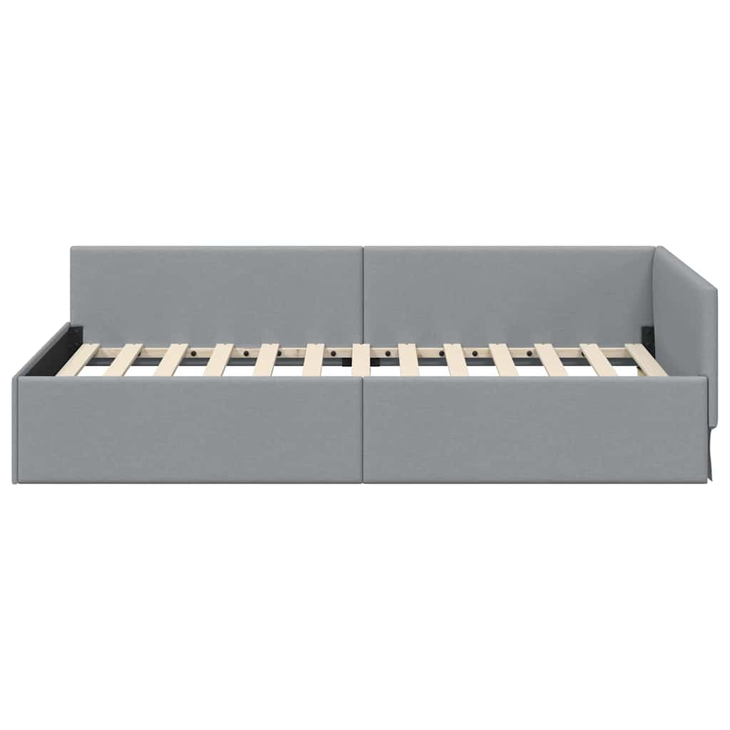 Cadre de lit d'angle Gris clair 100 cm x 200 cm tissu
