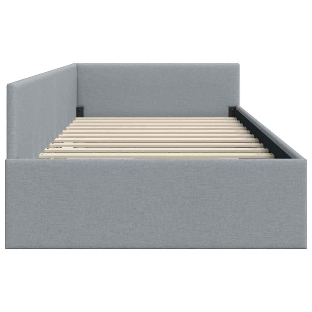 Cadre de lit d'angle Gris clair 100 cm x 200 cm tissu
