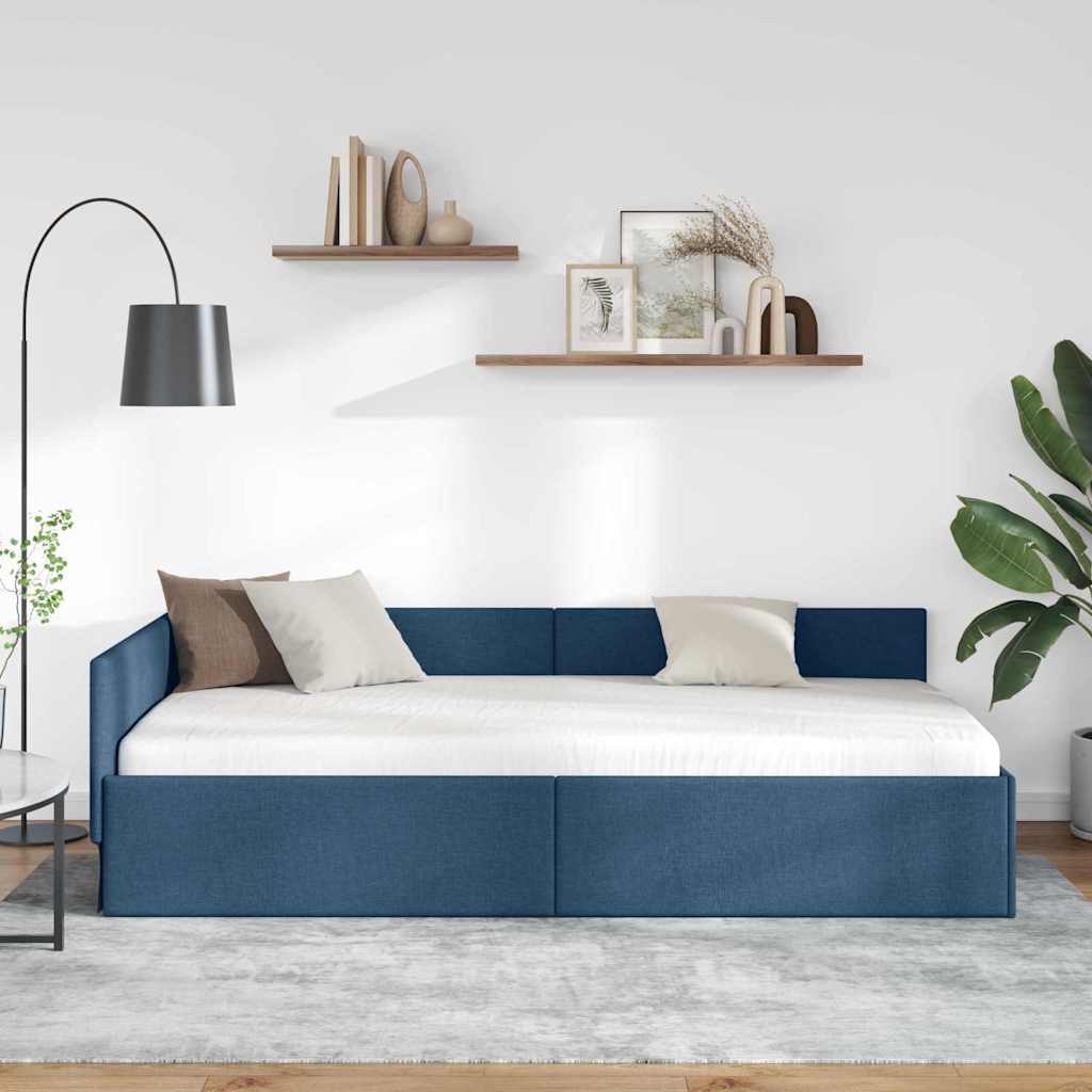 Cadre de lit d'angle avec tête de lit Bleu 100 x 200 cm - XIOS