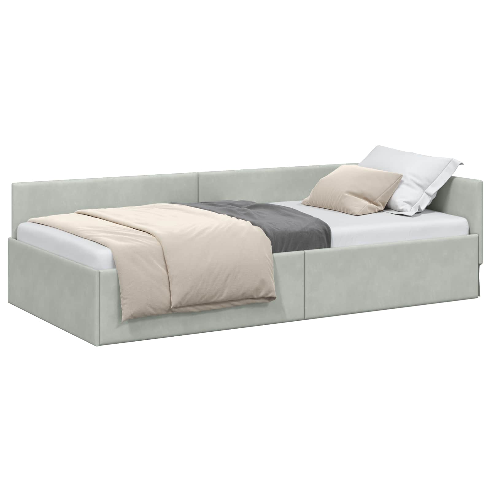 Cadre de lit d'angle Gris clair 80 cm x 200 cm Velours - XIOS