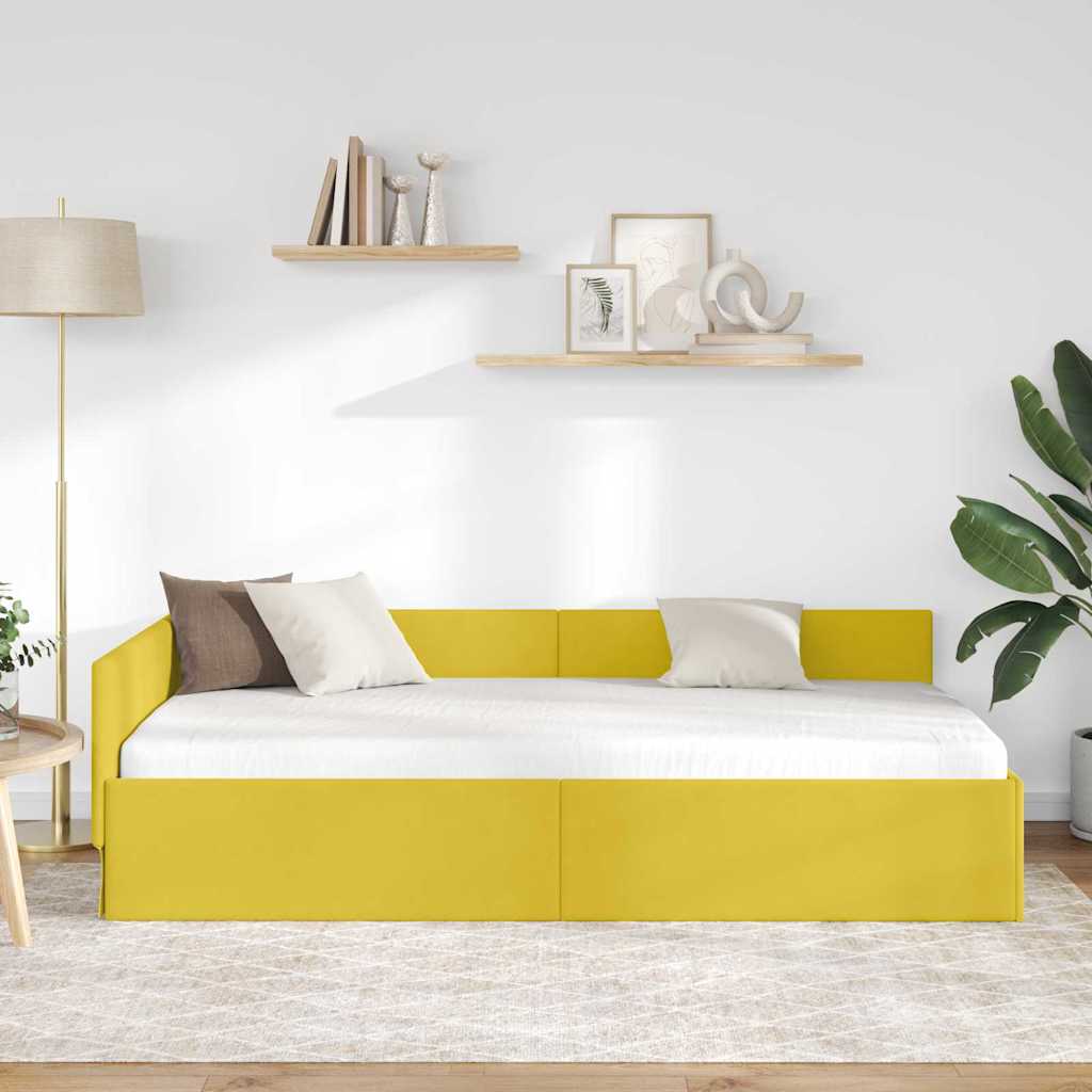 Cadre de lit d'angle Jaune 80 cm x 200 cm Velours - XIOS
