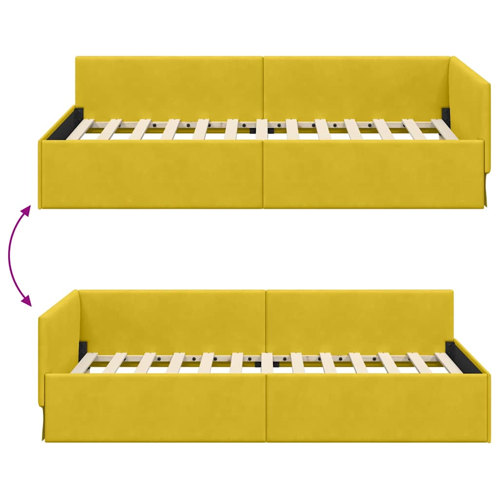 Cadre de lit d'angle Jaune 80 cm x 200 cm Velours - XIOS