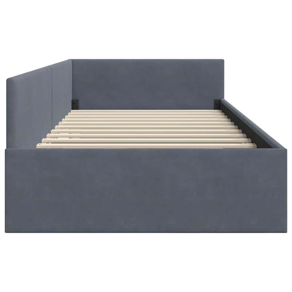 Cadre de lit d'angle Gris foncé 90 cm x 190 cm Velours