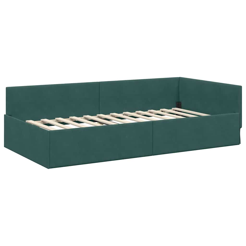 Cadre de lit d'angle Vert foncé 90 cm x 190 cm Velours - XIOS