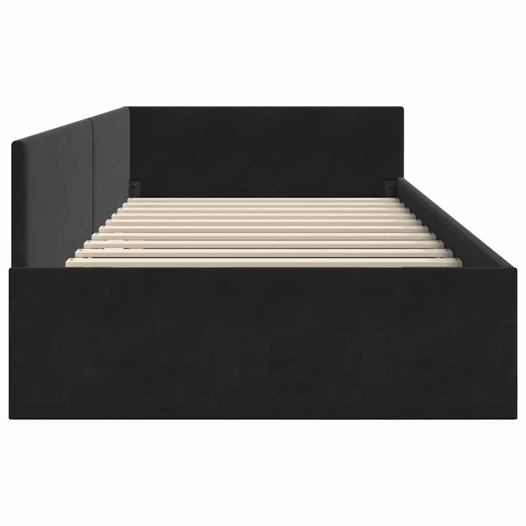 Cadre de lit d'angle Noir 90 cm x 190 cm Velours