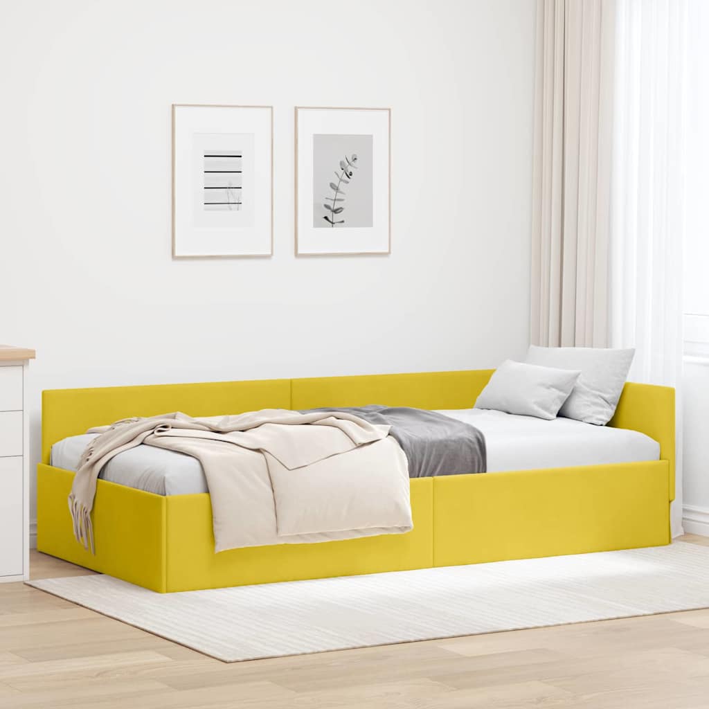 Cadre de lit d'angle Jaune 90 cm x 190 cm Velours - XIOS