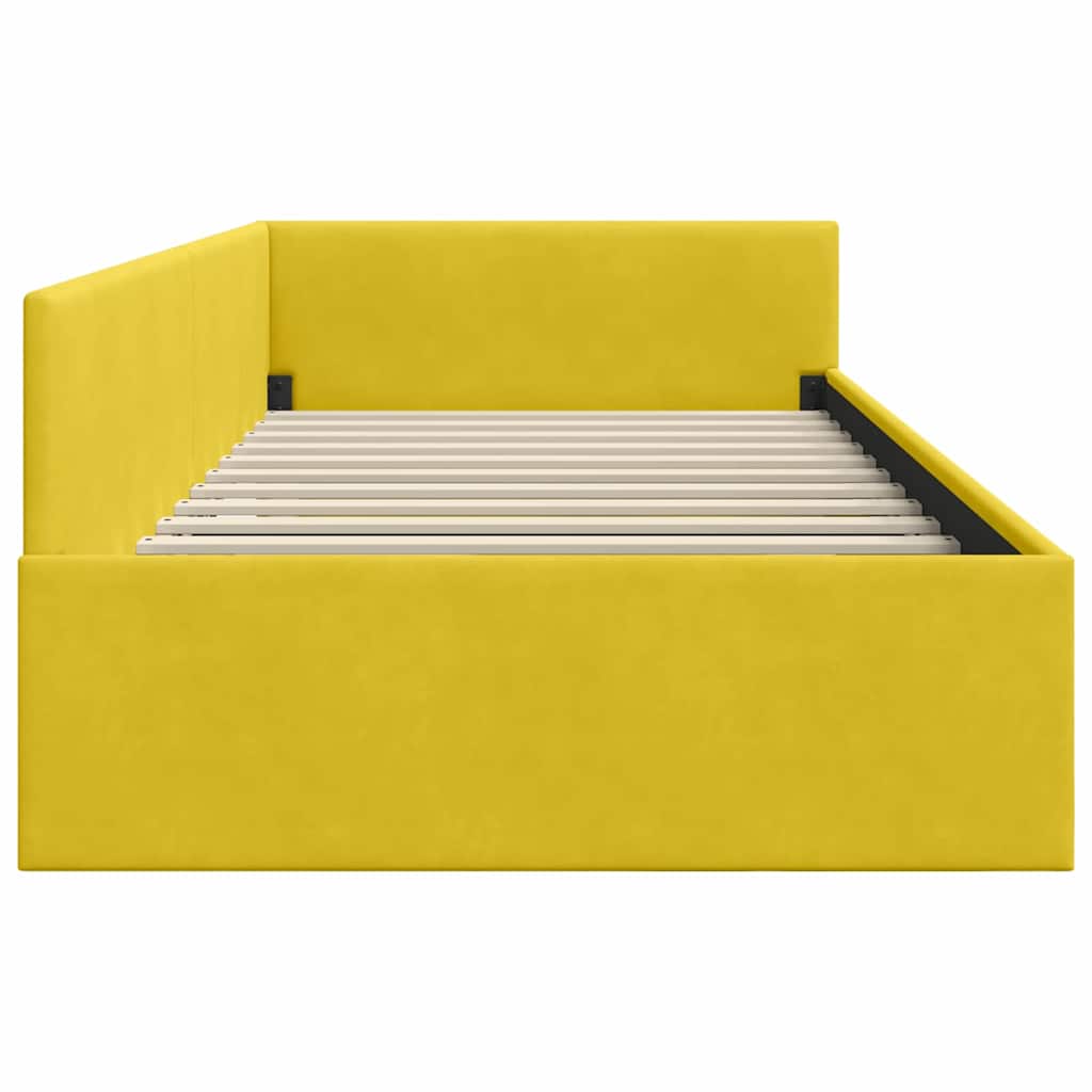 Cadre de lit d'angle Jaune 90 cm x 190 cm Velours - XIOS