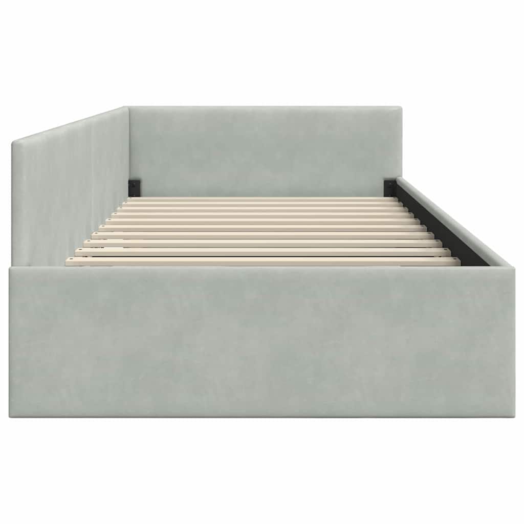 Cadre de lit d'angle Gris clair 90 cm x 200 cm Velours