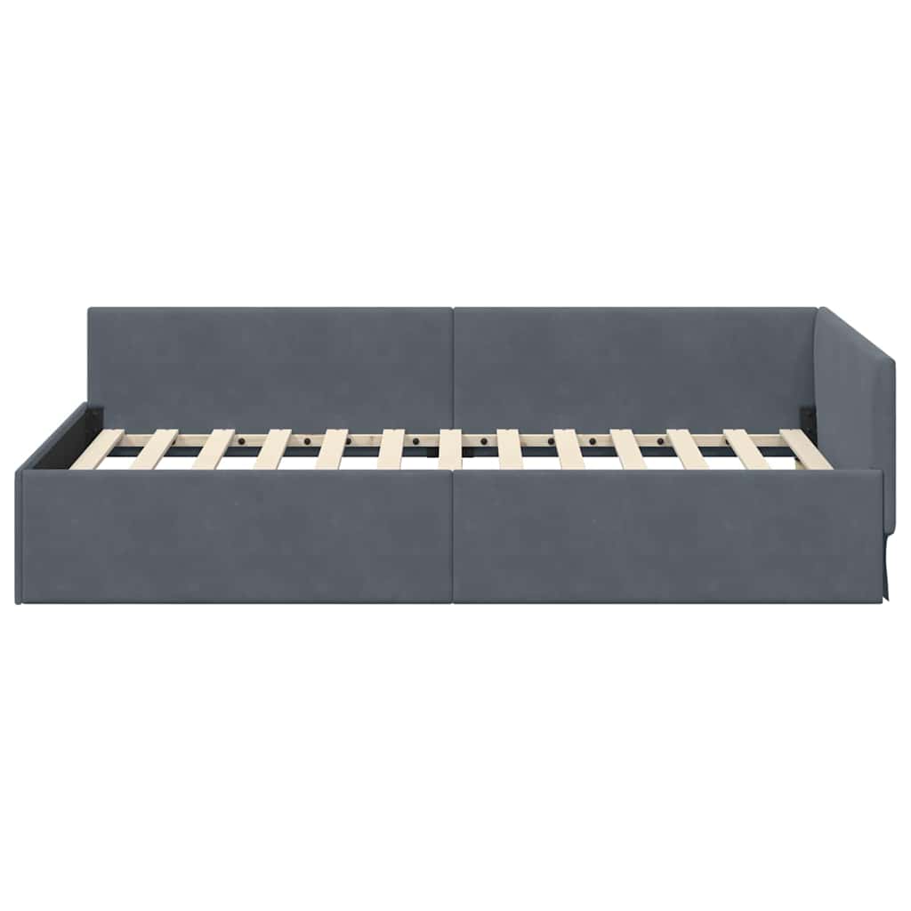 Cadre de lit d'angle Gris foncé 90 cm x 200 cm Velours - XIOS