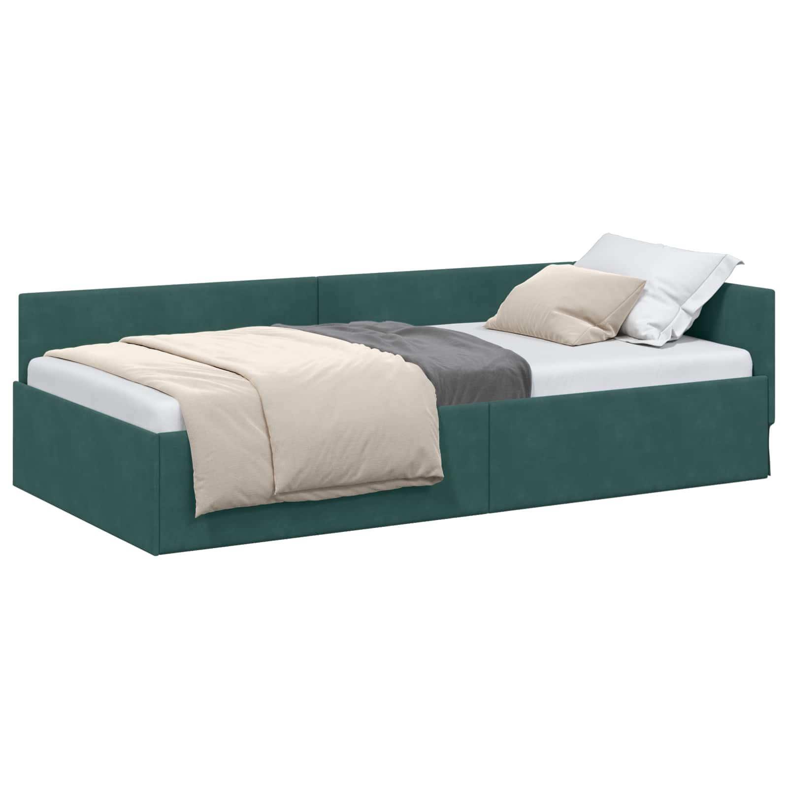 Cadre de lit d'angle Vert foncé 90 cm x 200 cm Velours - XIOS
