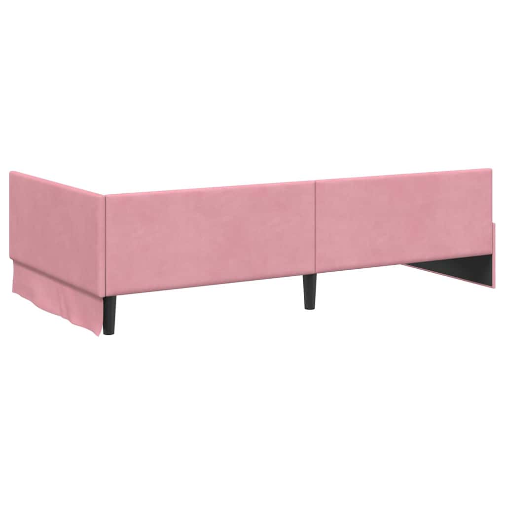 Cadre de lit d'angle Rose 90 cm x 200 cm Velours