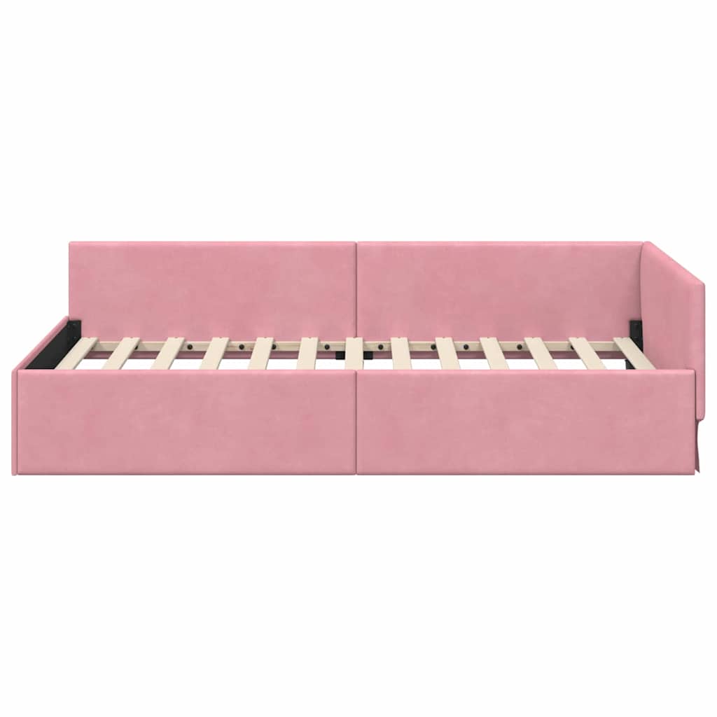 Cadre de lit d'angle Rose 90 cm x 200 cm Velours