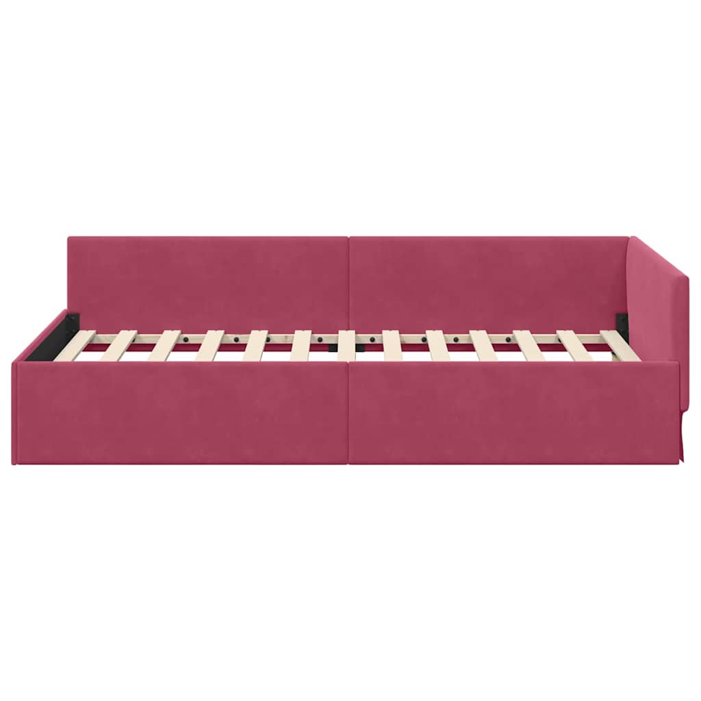 Cadre de lit d'angle Bordeaux 100 cm x 200 cm Velours - XIOS