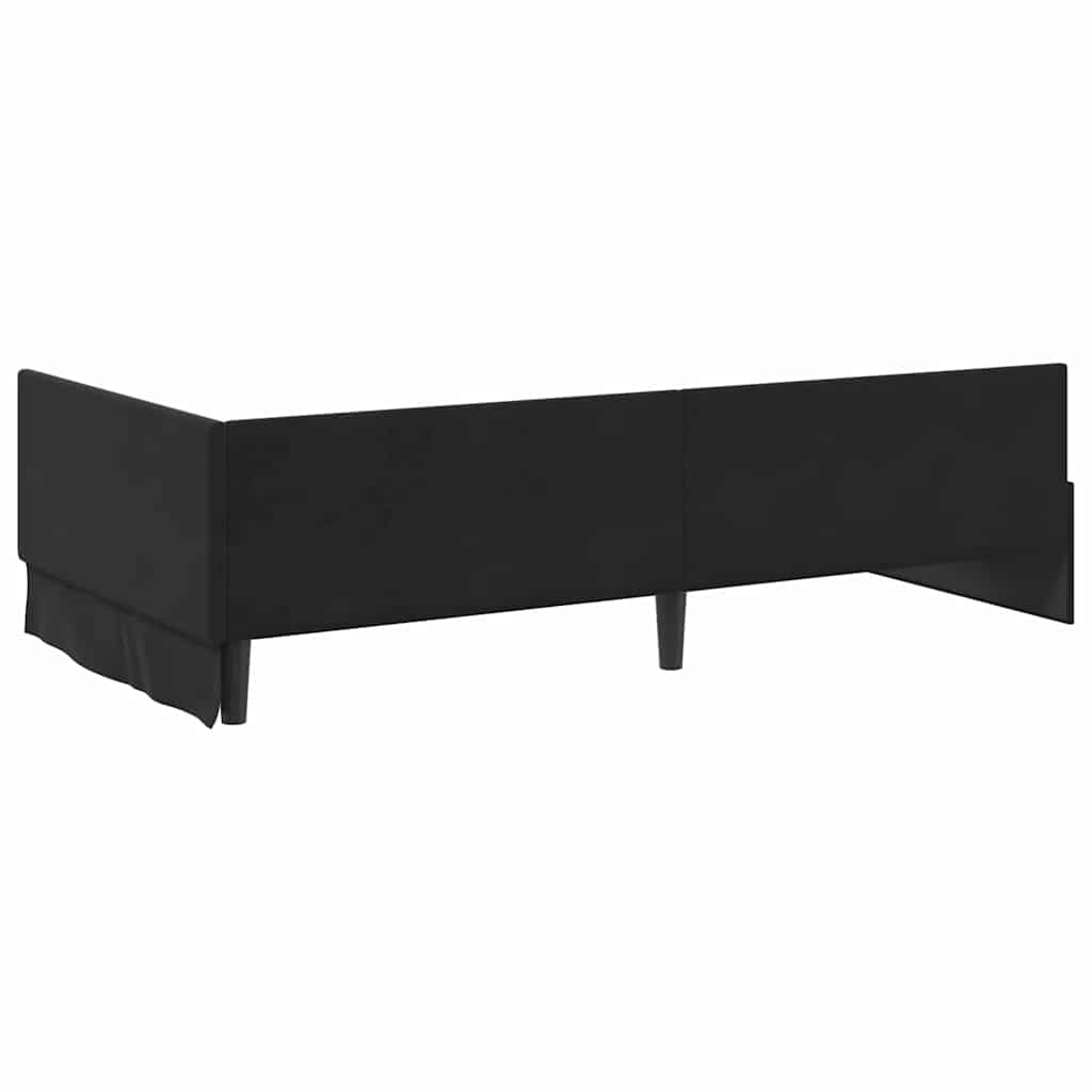 Cadre de lit d'angle Noir 100 cm x 200 cm Velours - XIOS