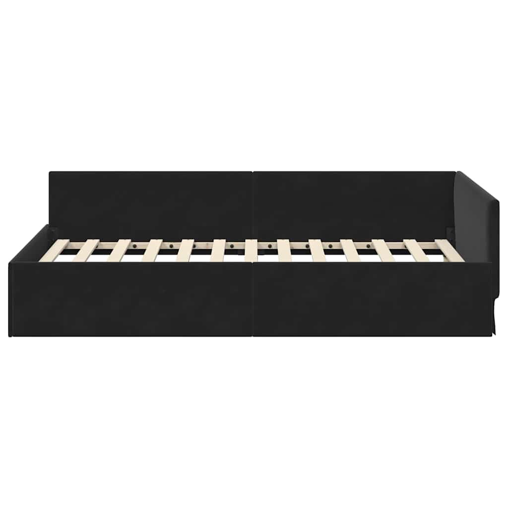 Cadre de lit d'angle Noir 100 cm x 200 cm Velours - XIOS