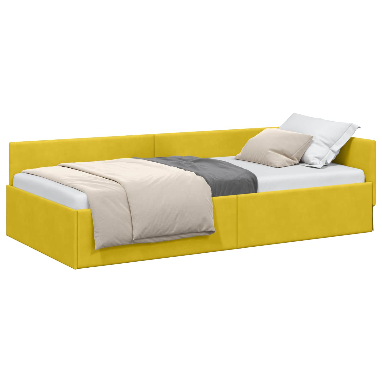 Cadre de lit d'angle Jaune 100 cm x 200 cm Velours - XIOS