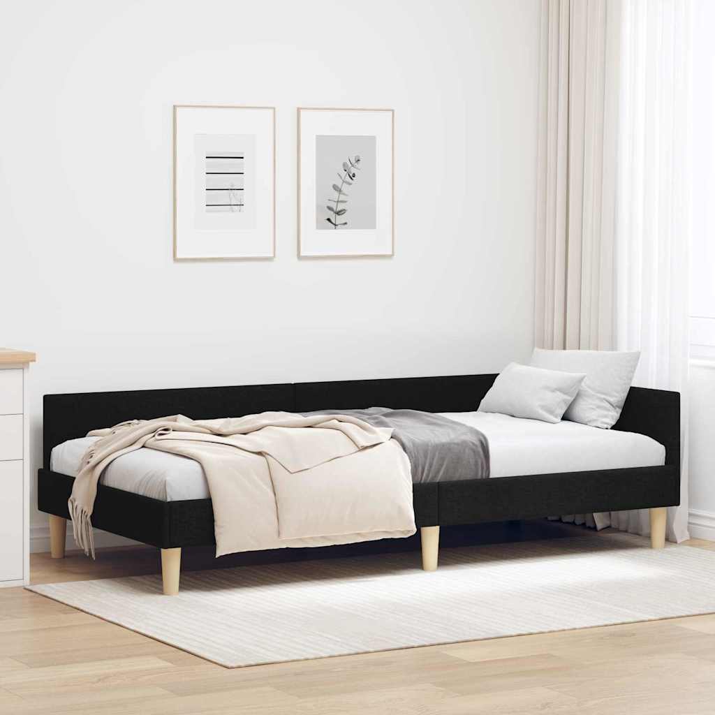 Cadre de lit d'angle Noir 80 x 200 cm Tissu et bois reconstitué - XIOS