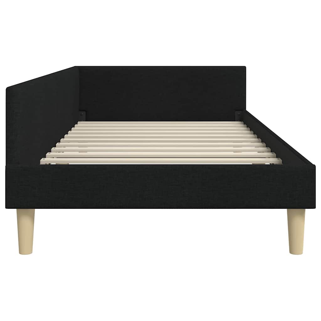 Cadre de lit d'angle Noir 80 x 200 cm Tissu et bois reconstitué - XIOS