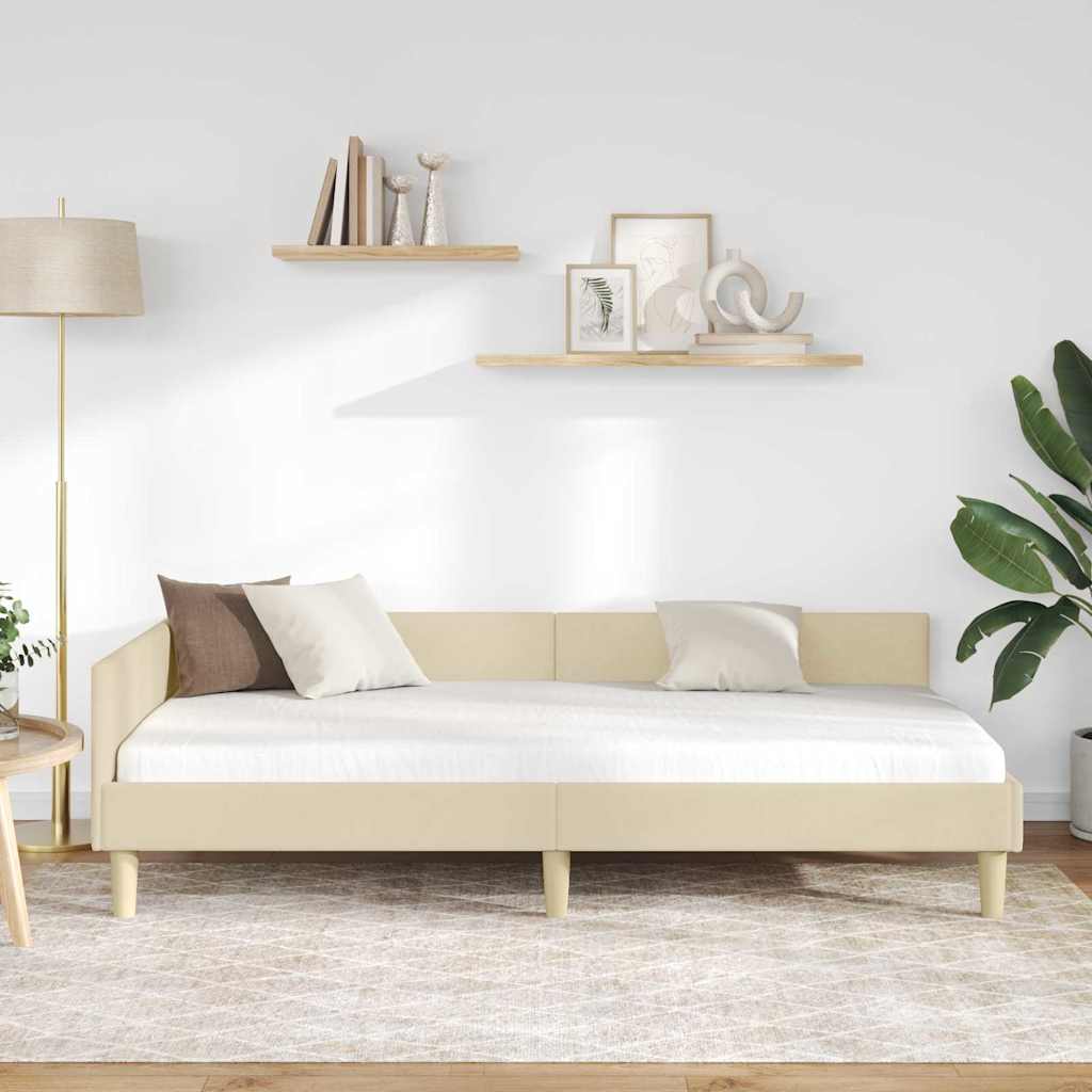 Cadre de lit d'angle Autre avec tête de lit Crème 80 x 200 cm - XIOS