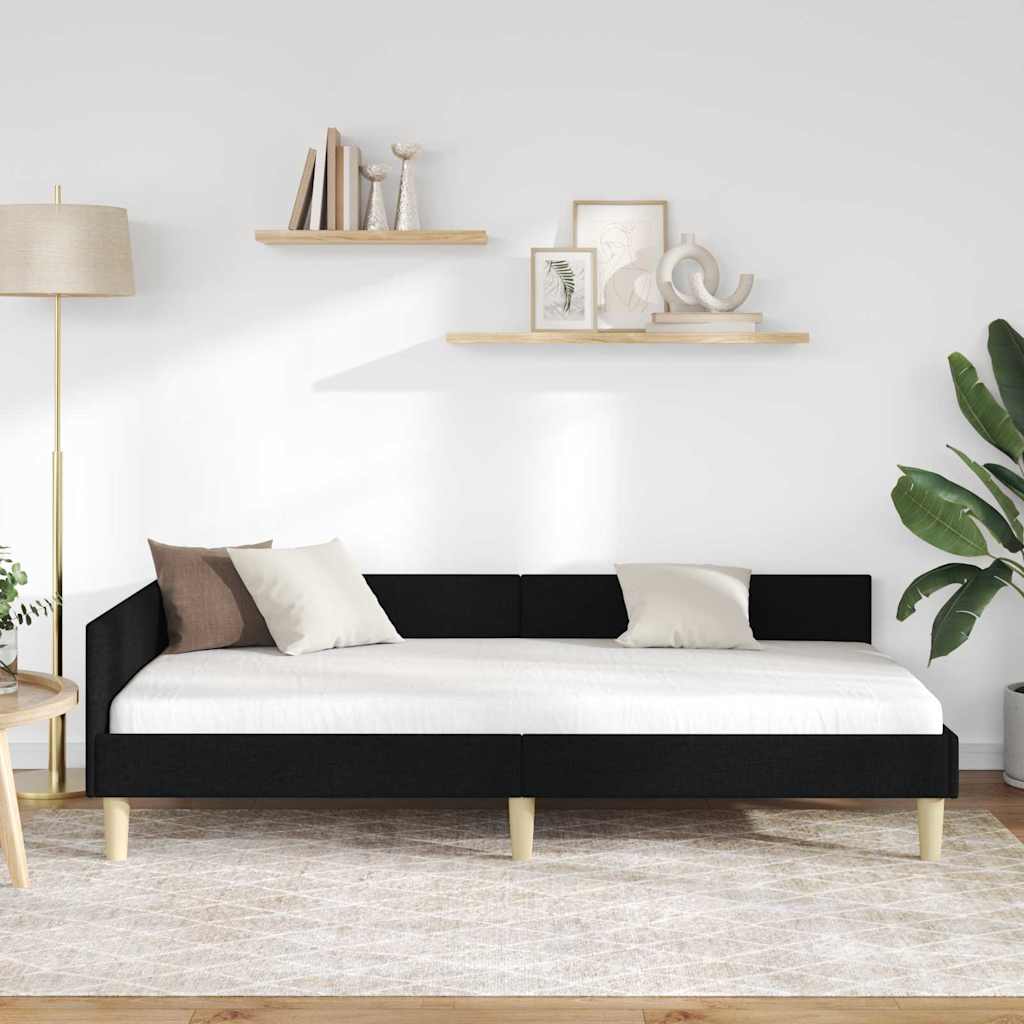 Cadre de lit d'angle Autre avec tête de lit Noir 100 x 200 cm - XIOS