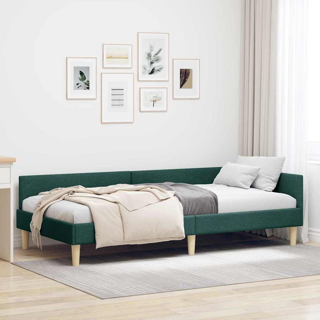 Cadre de lit d'angle Vert foncé 100 x 200 cm tissu - XIOS
